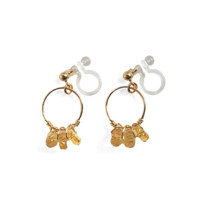 Yellow Citrine Gold Hoop Invisible Clip On Earrings - Miyabi Grace