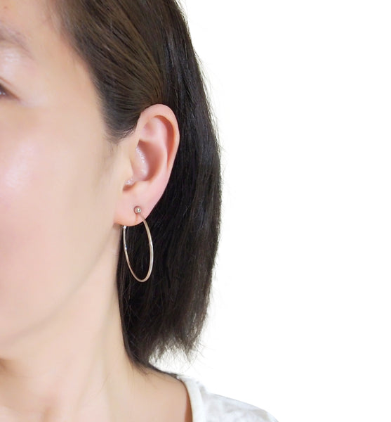 Silver 40mm Hoop Clip Angle Adjustable Spiral Clip On Earrings