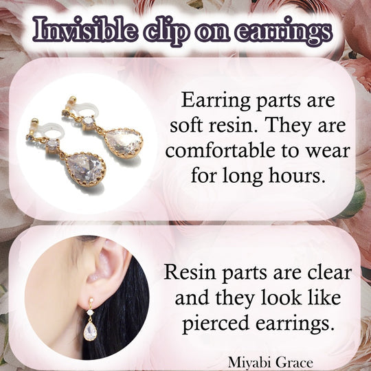 comfortable-pierced-look-Miyabi-Grace-Dangle-Rectangular-Crystal-RhinestoneInvisible-Clip-On-Earrings