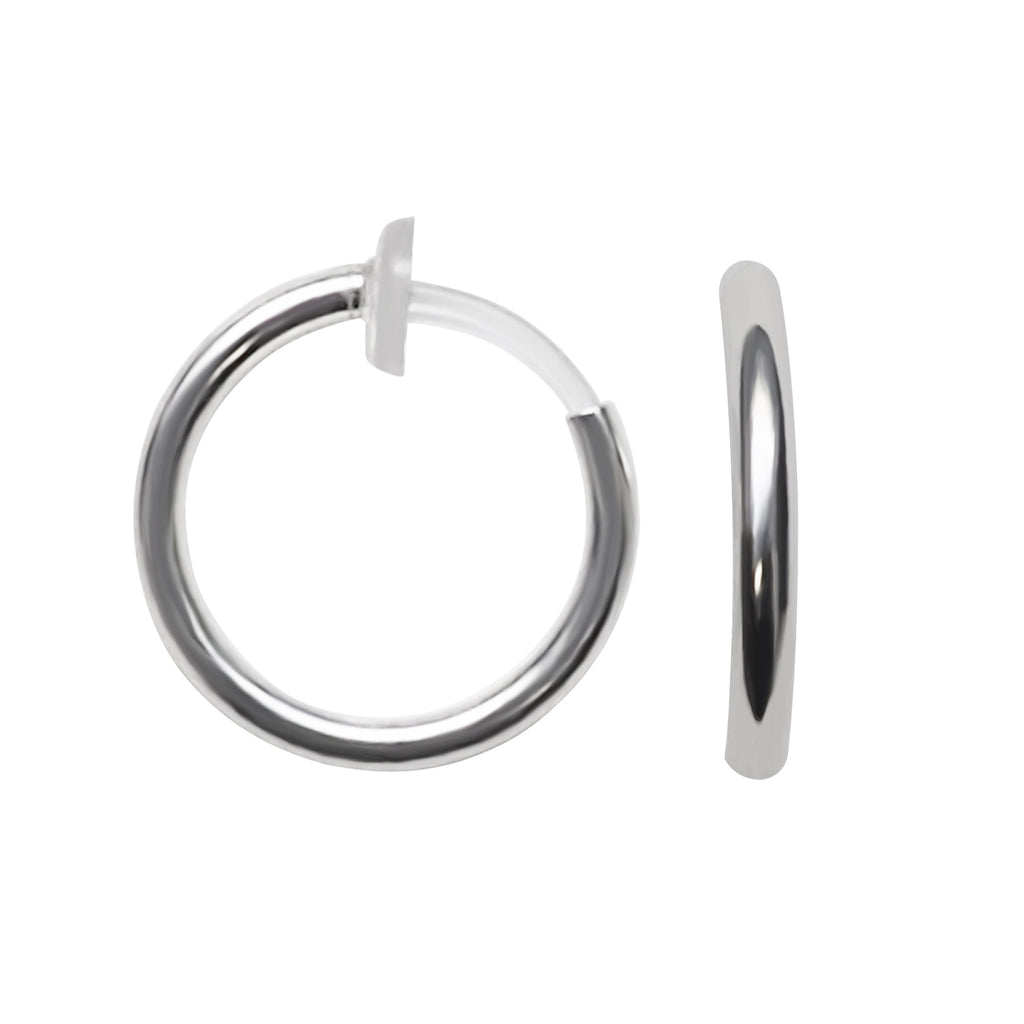 Amazing! Comfortable And Pierced Look Silver 12mm Resin Clip On Hoop  Earrings – Miyabi Grace