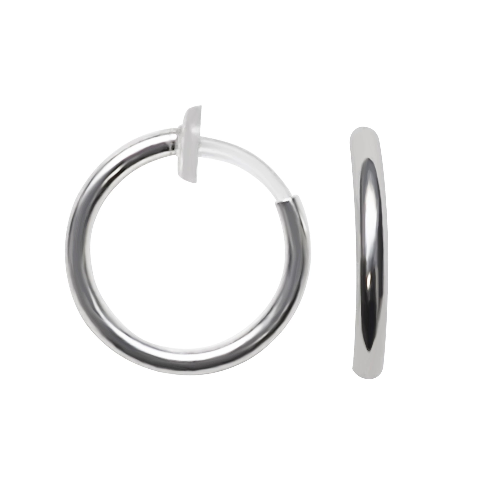 Amazing! Comfortable And Pierced Look Silver 12mm Resin Clip On