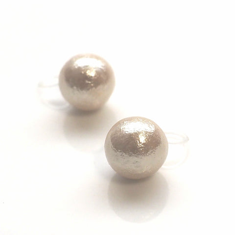 Ivory cotton pearl invisible clip on stud earrings - Miyabi Grace
