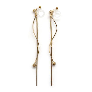 Gold threader invisible clip on earrings - Miyabi Grace