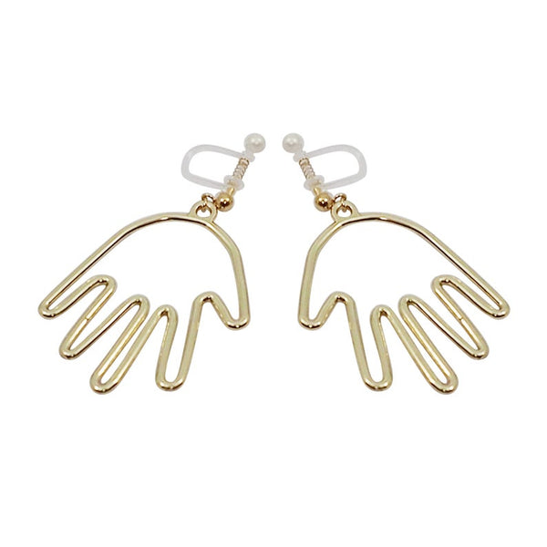Gold Picasso Hand Invisible Clip On Earrings - Miyabi Grace