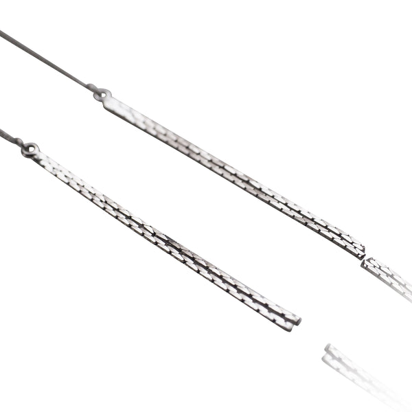 Metallic silver chain threader invisible clip on earrings - Miyabi Grace